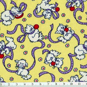 *Wilmington Prints* Back Porch by Kaye England Ribbon Cats yellow