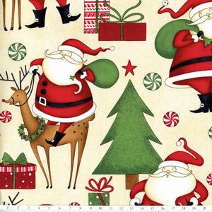 *Wilmington prints* Debbie Mumm Peppermint SantaC 45×54
