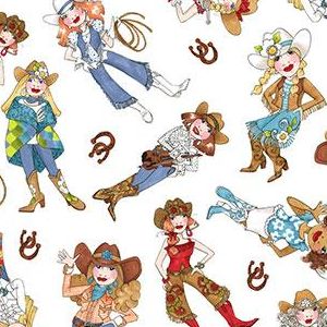 *Loralie Designs* Whoa Girl! Cowgirls Toss wh 45×54
