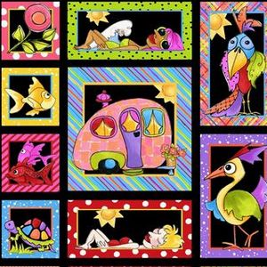 *Loralie Designs* Happy Camper panel A black