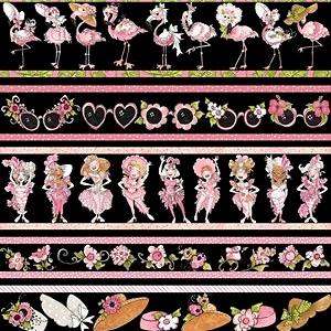 *Loralie Designs* Flamingo-Fancy Flam Borders black