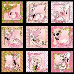 *Loralie Designs* Flamingo Fancy panel black