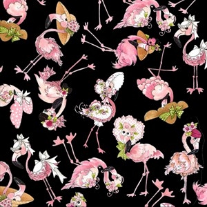 *Loralie Designs* Flamingo Fancy Flams Toss black