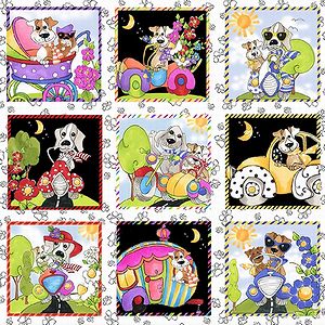 *Loralie Designs* Go Doggie panel wh