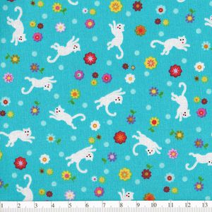 【20%OFF】*Michael Miller* Happy Hills Kitty Ditty aqua