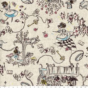 *Kei Fabric* MIYAKO KAWAGUCHI 不思議の国のアリス ナチュラル 50×54